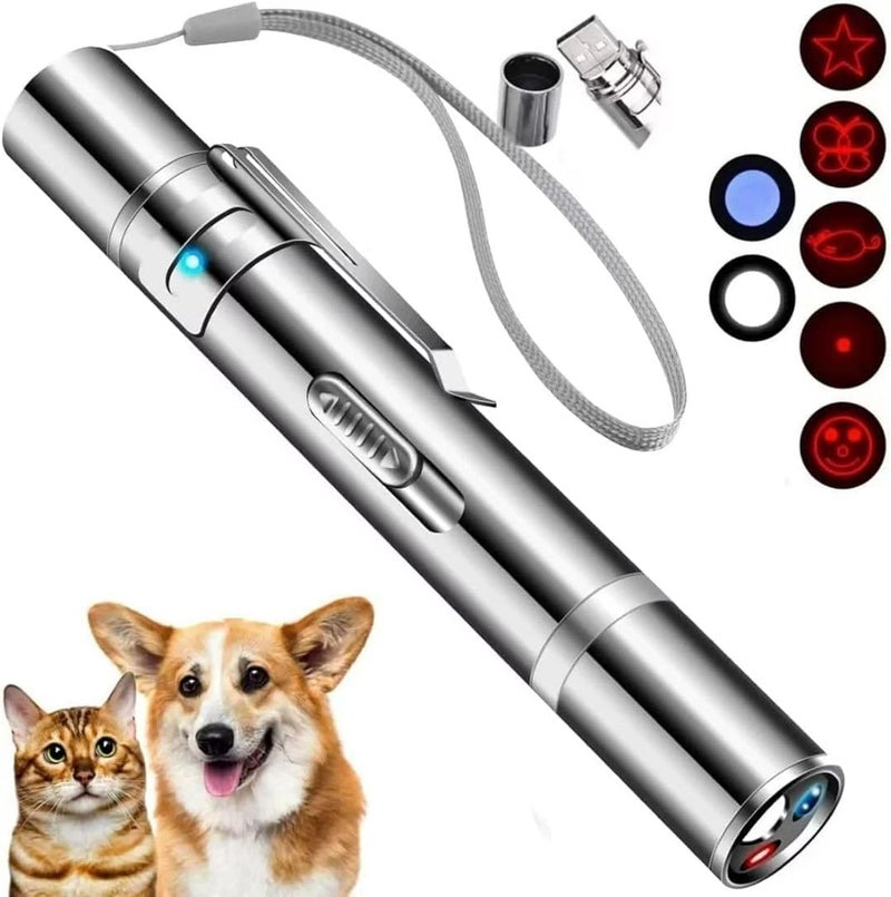 JAMHER Laser Pointer, Bird Toys for Indoor Birds, Bird Laser Pen Toy, Red Dot LED Light Pointer Interactive Toys for Indoor Birds, USB Charging, 5 Switchable Patterns - Image 1